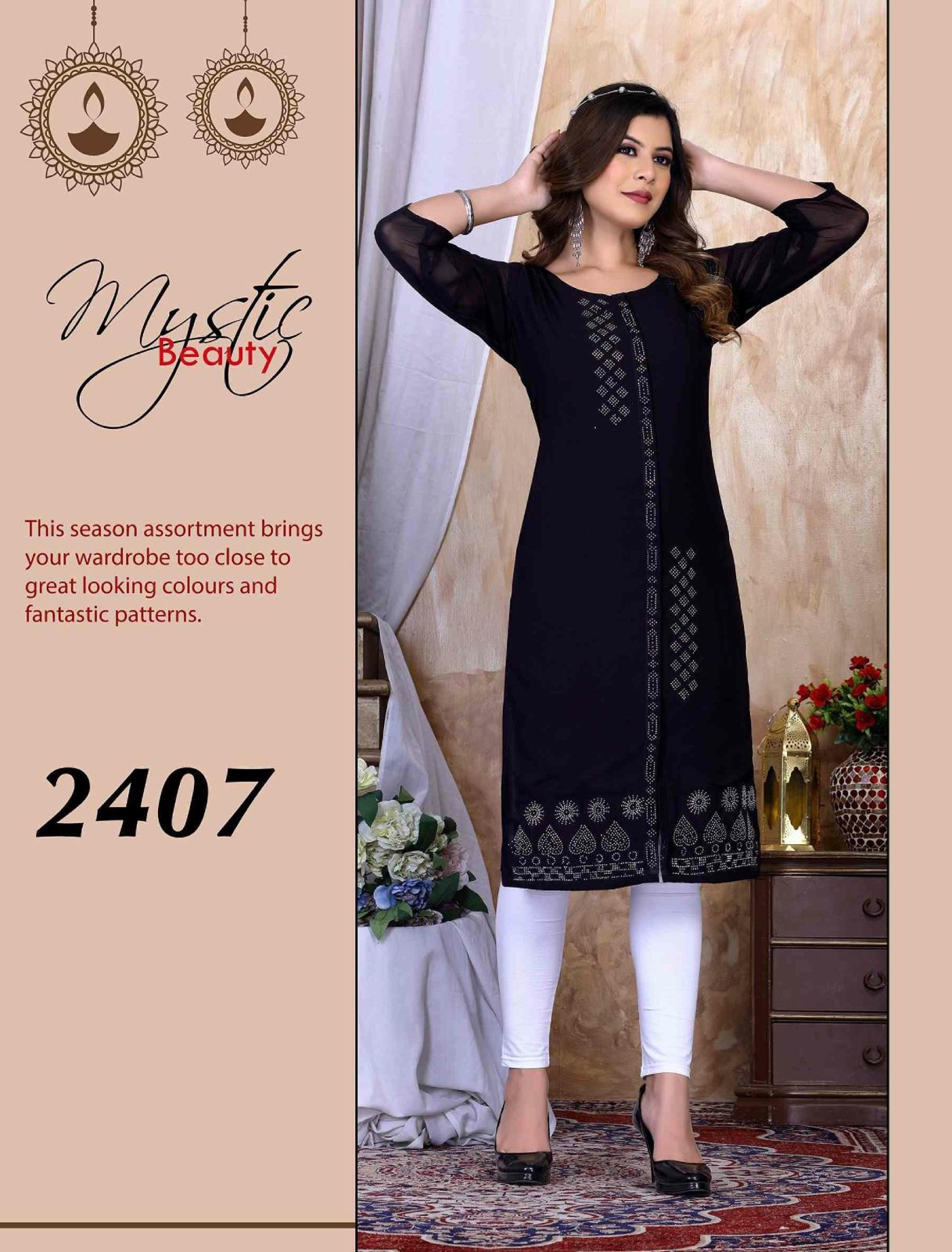 Beauty Queen Retro Ethnic Wear Georgette Wholesale Kurti Collection
